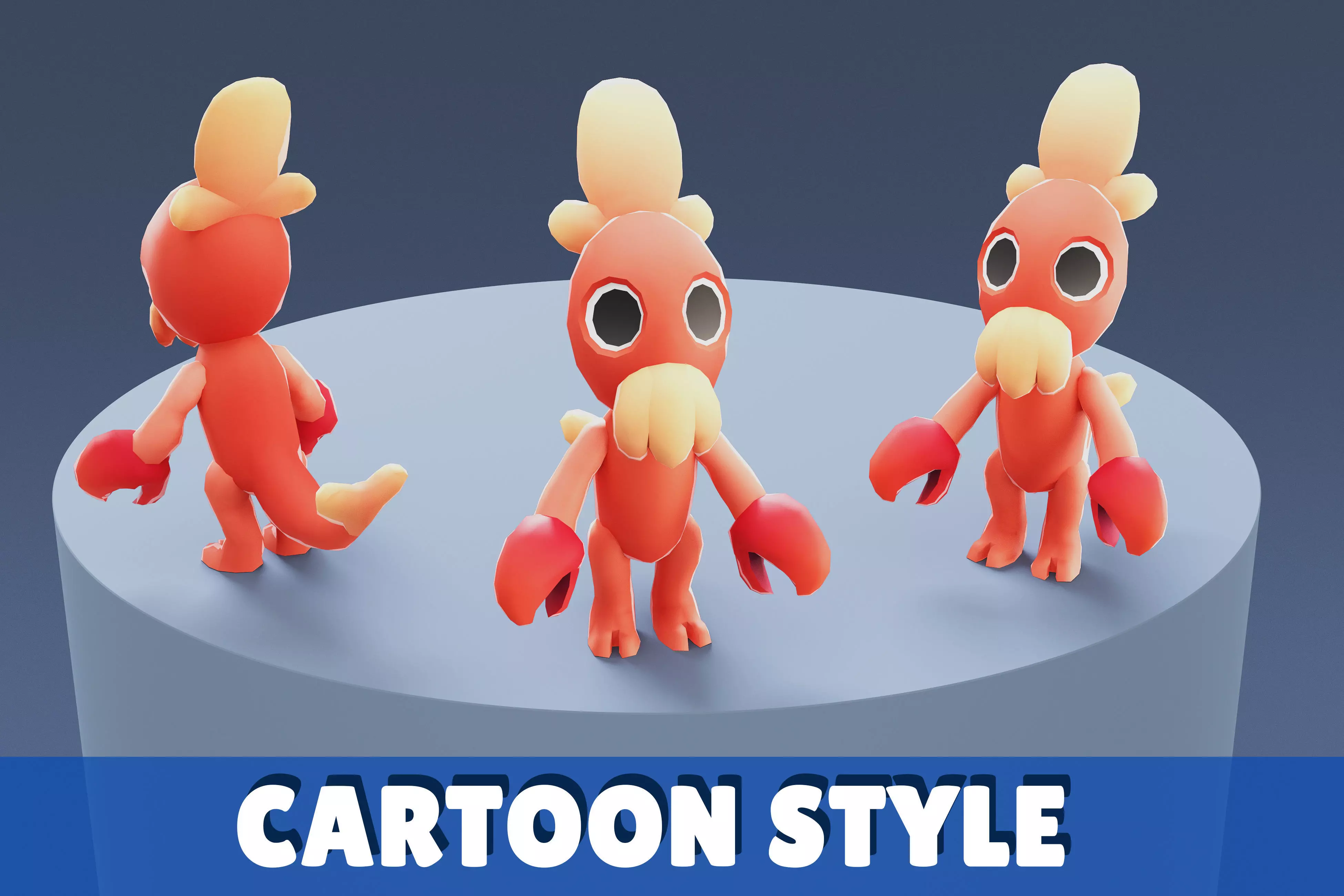 Cartoon Characters - Small Lobster Warrior Low-poly 3D model_0
