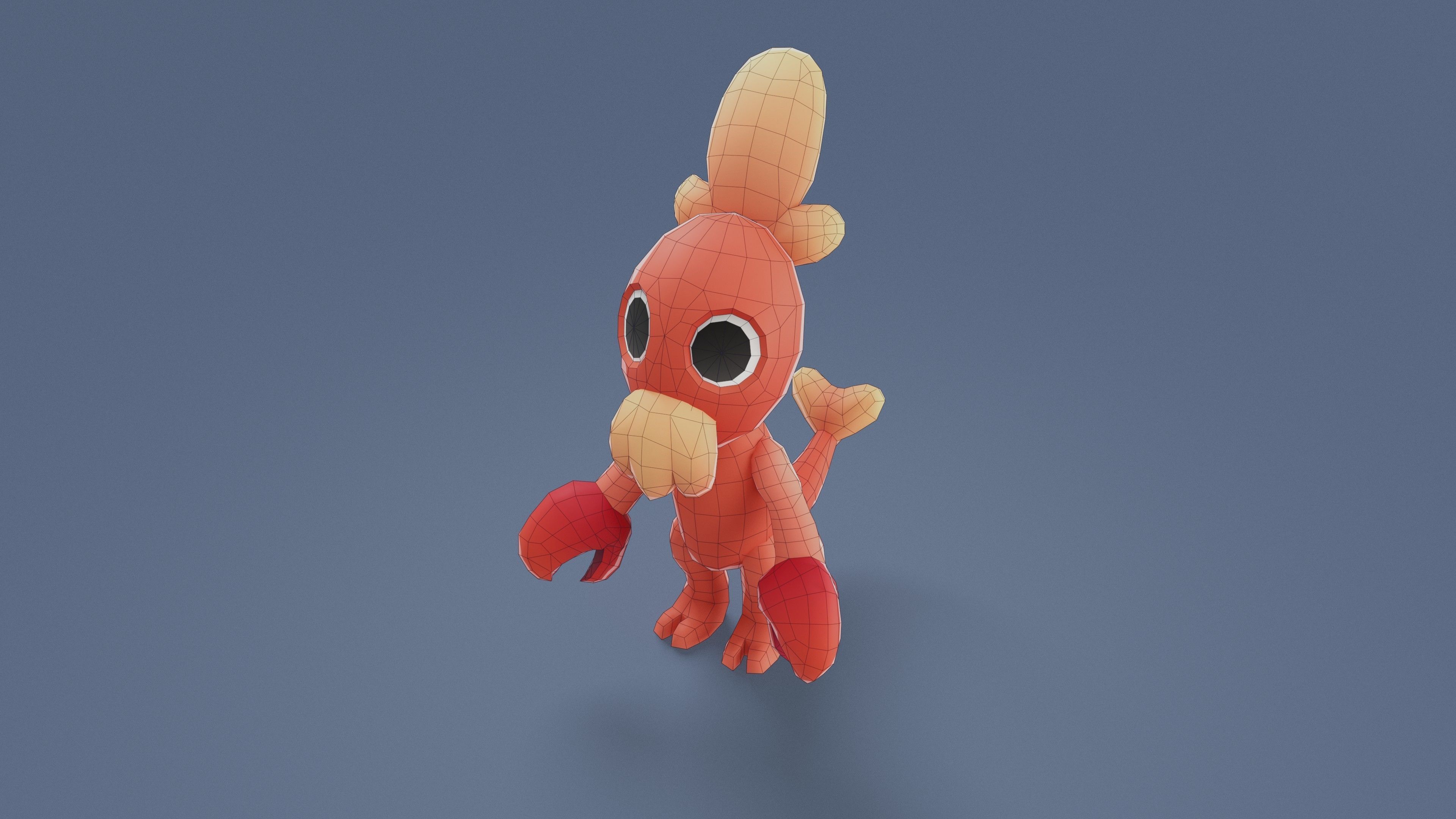 Cartoon Characters - Small Lobster Warrior Low-poly 3D model_12