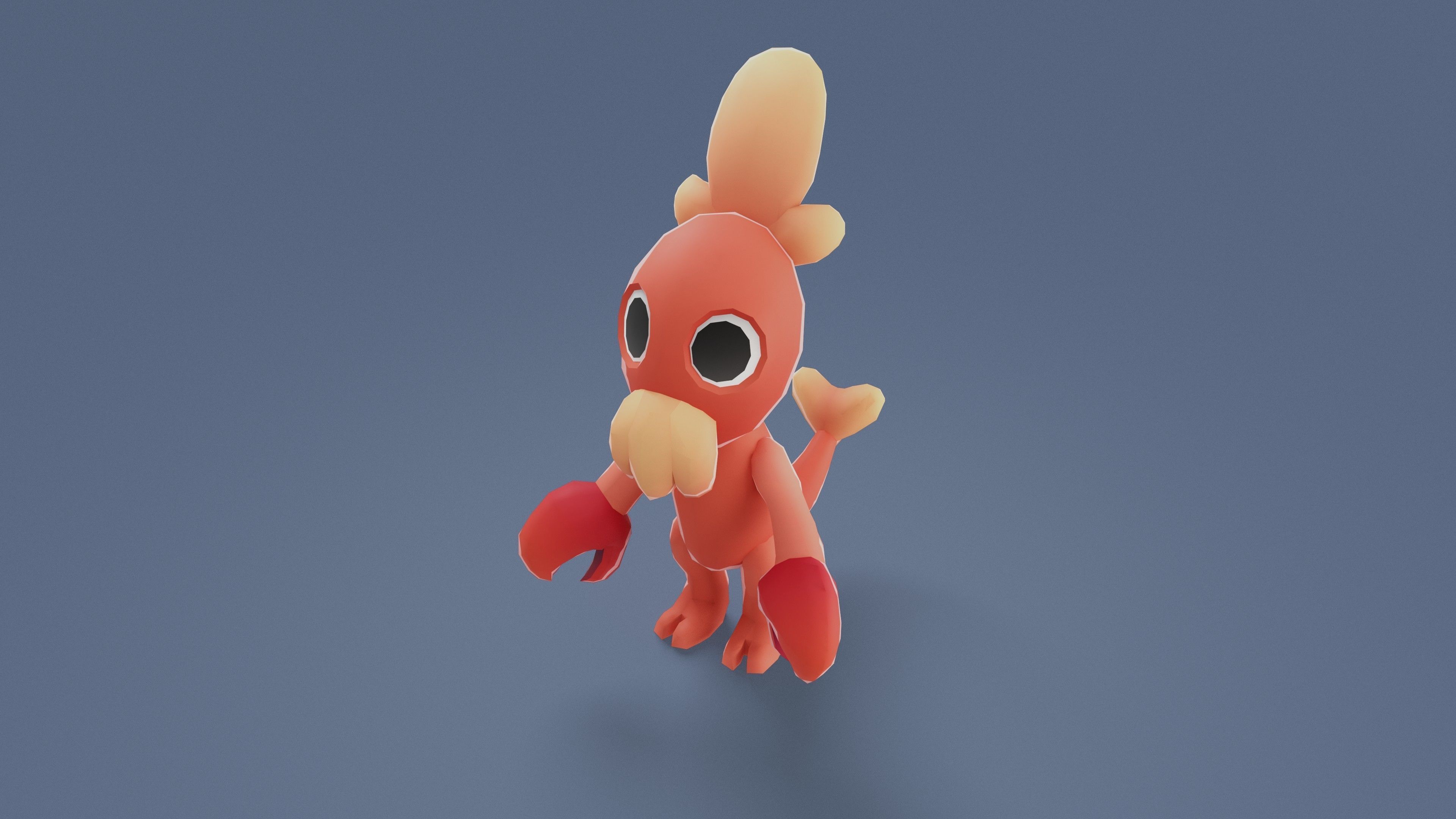 Cartoon Characters - Small Lobster Warrior Low-poly 3D model_3