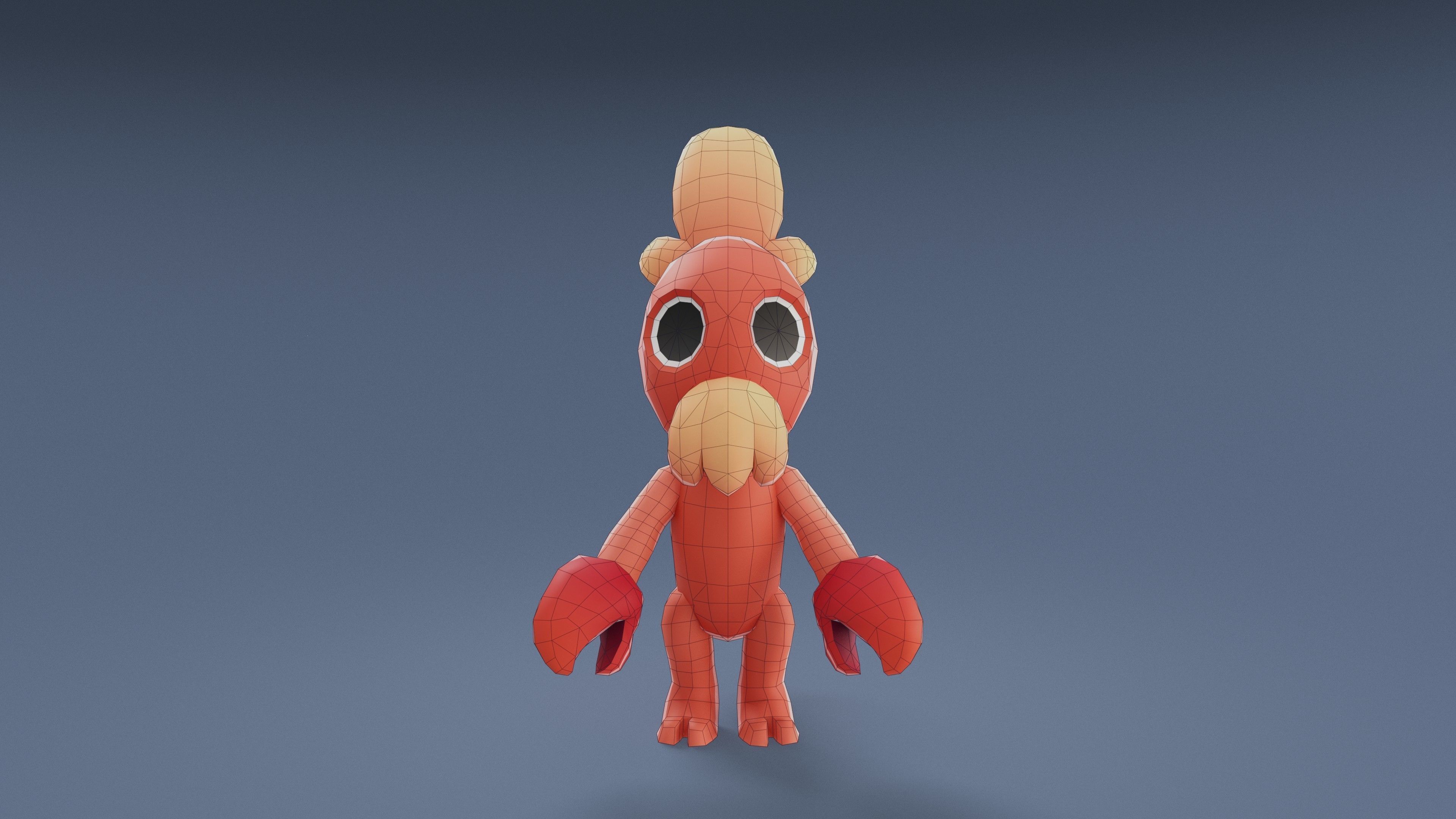 Cartoon Characters - Small Lobster Warrior Low-poly 3D model_23