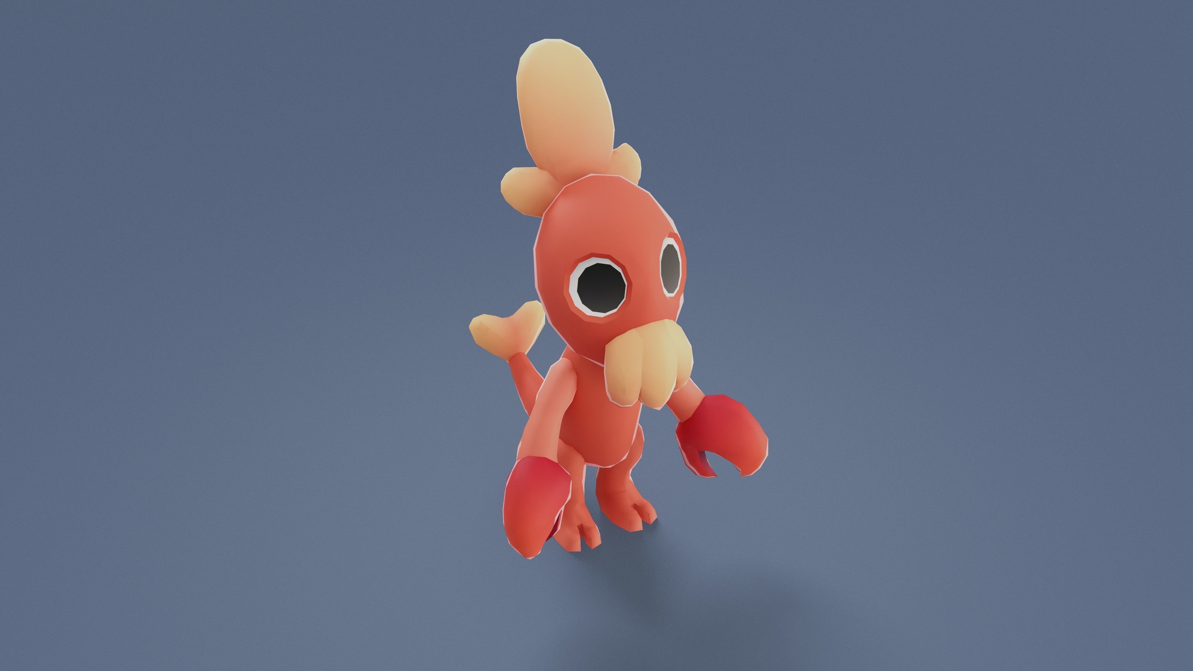 Cartoon Characters - Small Lobster Warrior Low-poly 3D model_7
