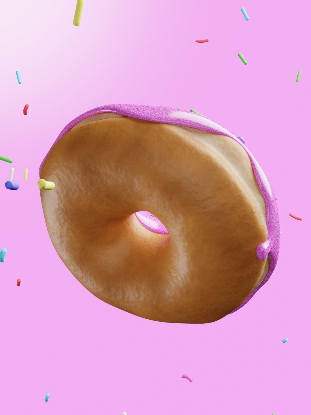 Donut with sprinkles 3D model_3