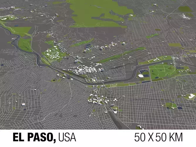 El Paso USA 50x50km City Map