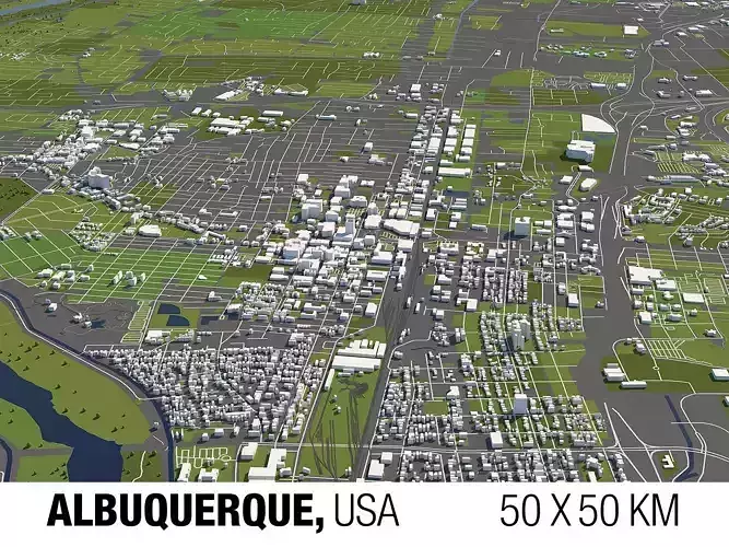 Albuquerque USA 50x50km City Map