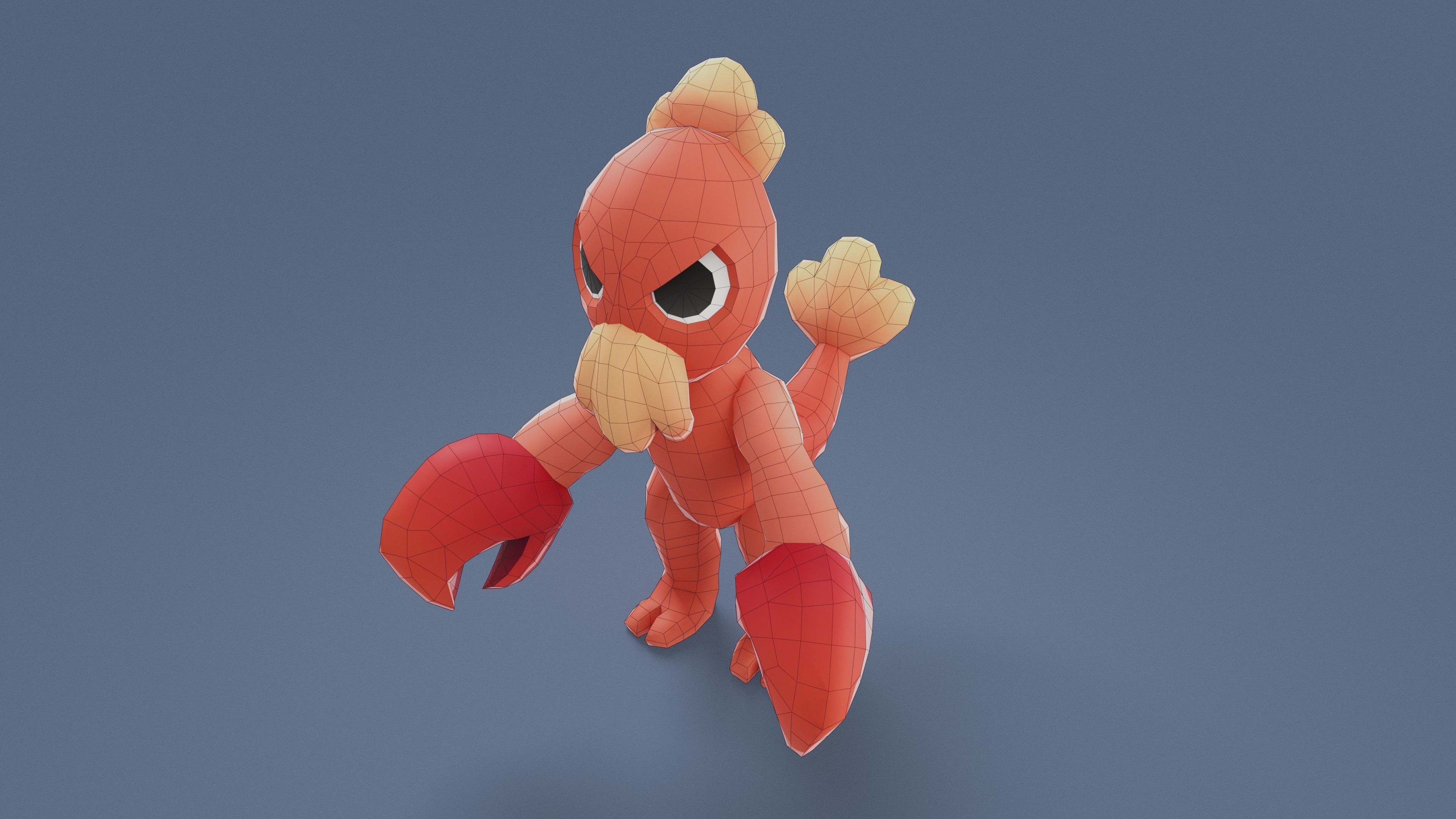 Cartoon Characters - Medium Lobster Warrior Low-poly 3D model_11
