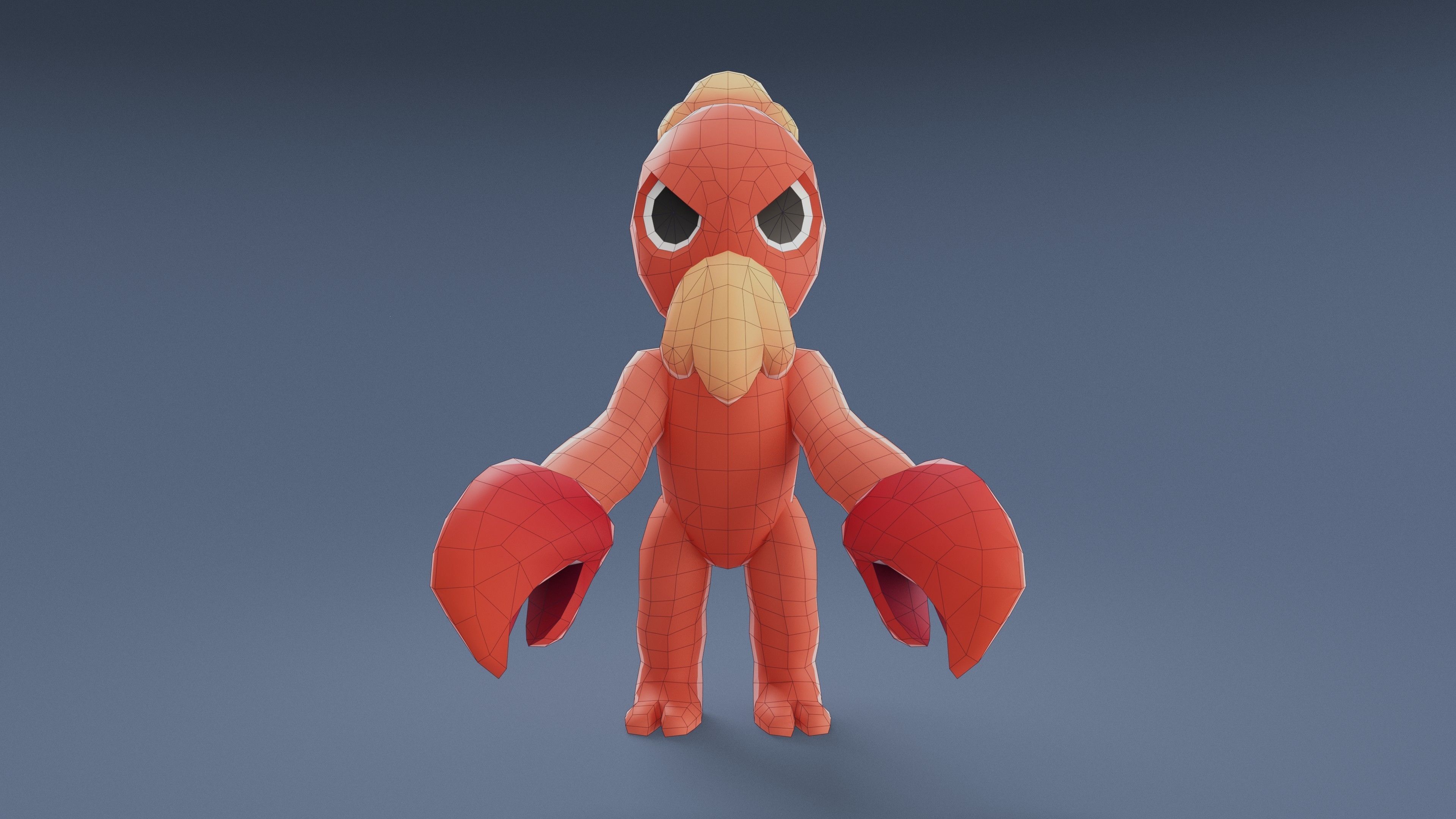 Cartoon Characters - Medium Lobster Warrior Low-poly 3D model_22