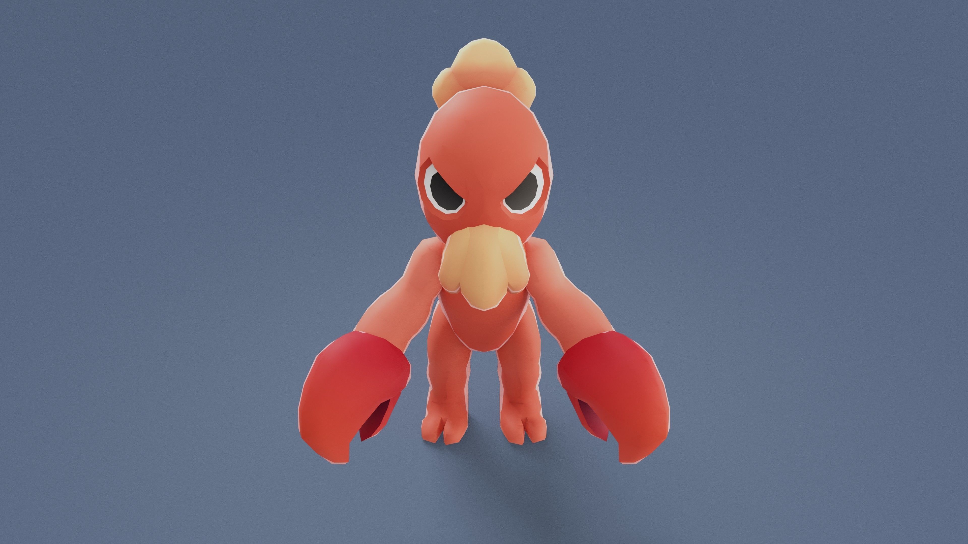 Cartoon Characters - Medium Lobster Warrior Low-poly 3D model_7