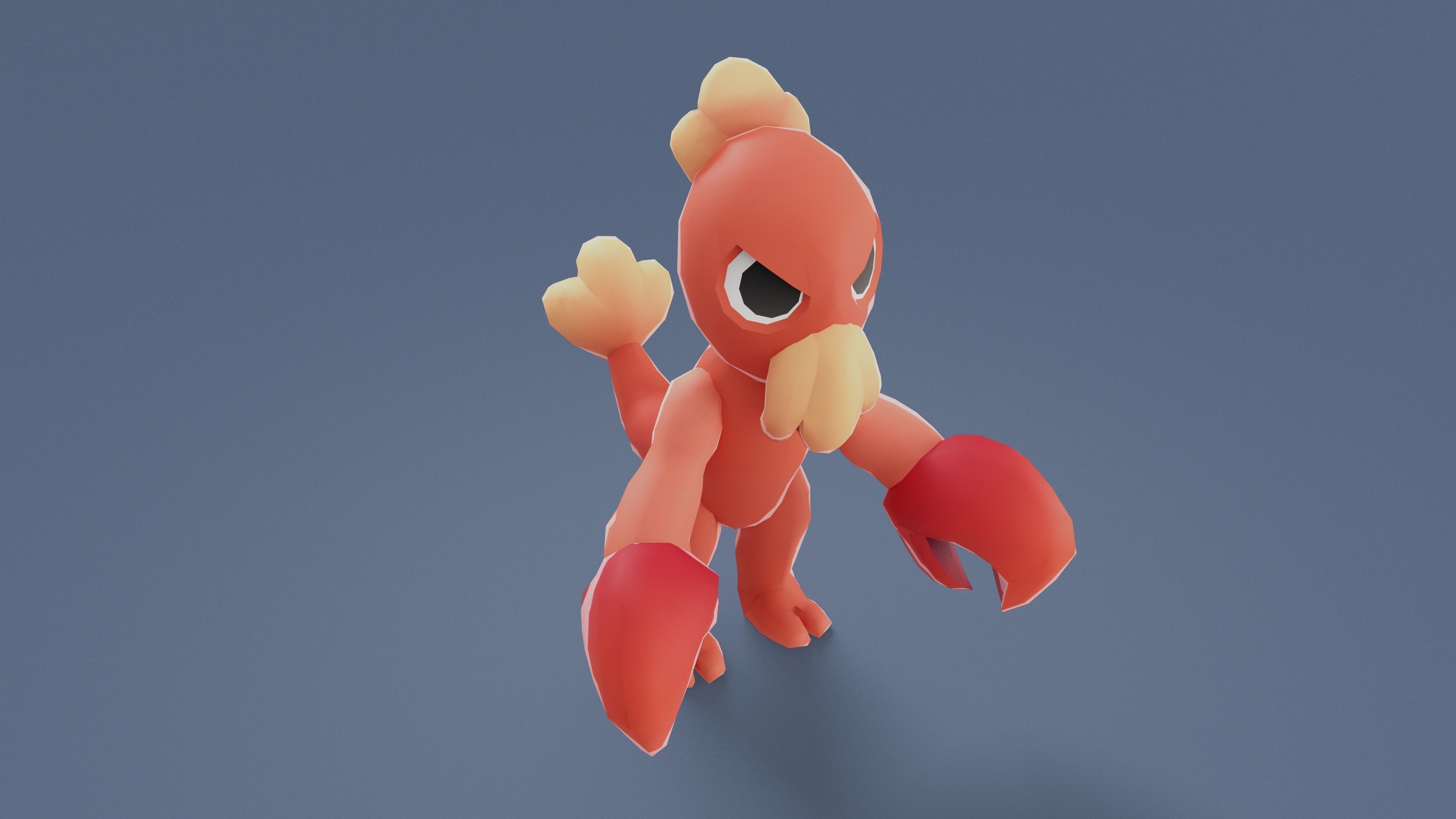 Cartoon Characters - Medium Lobster Warrior Low-poly 3D model_6