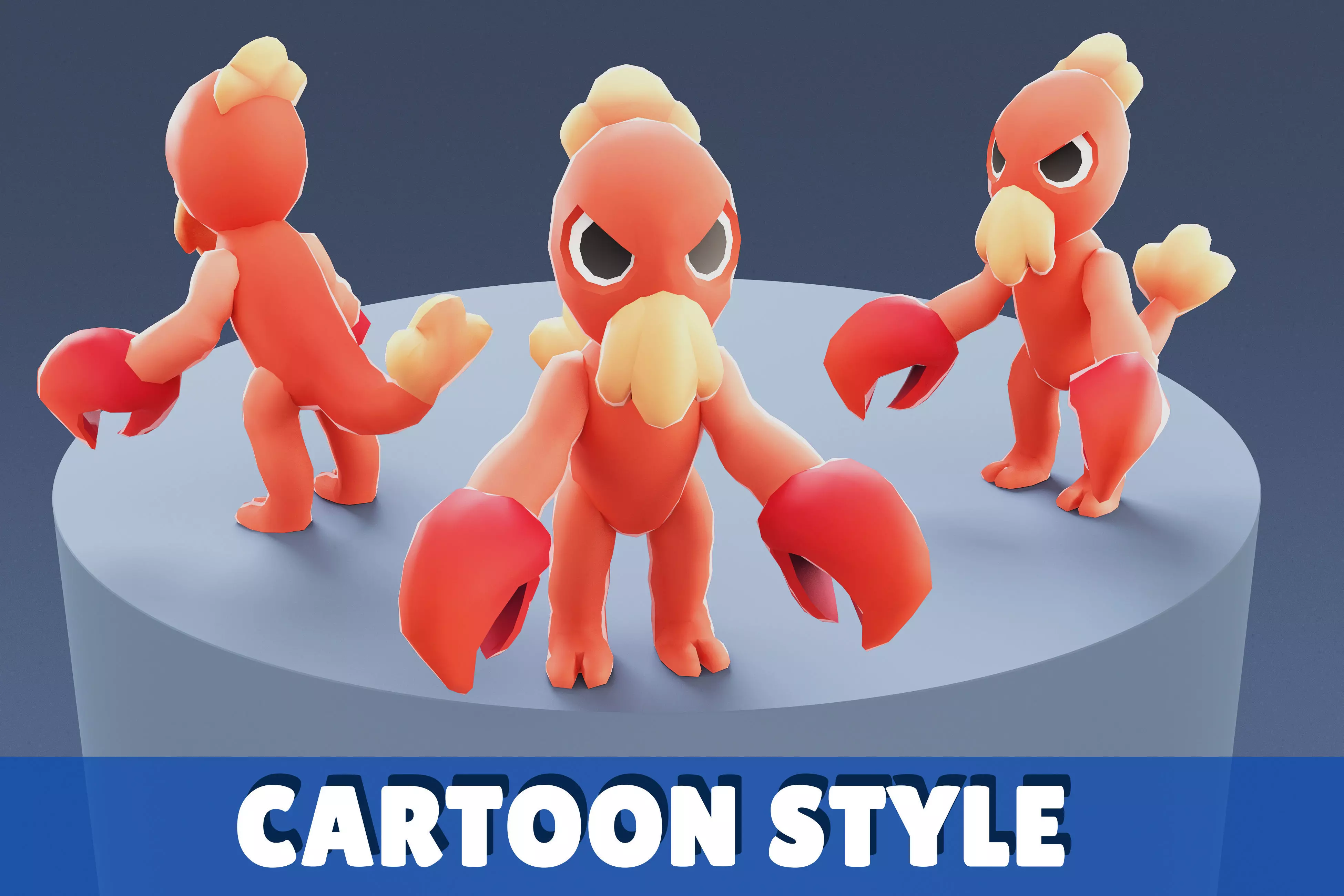 Cartoon Characters - Medium Lobster Warrior Low-poly 3D model_0