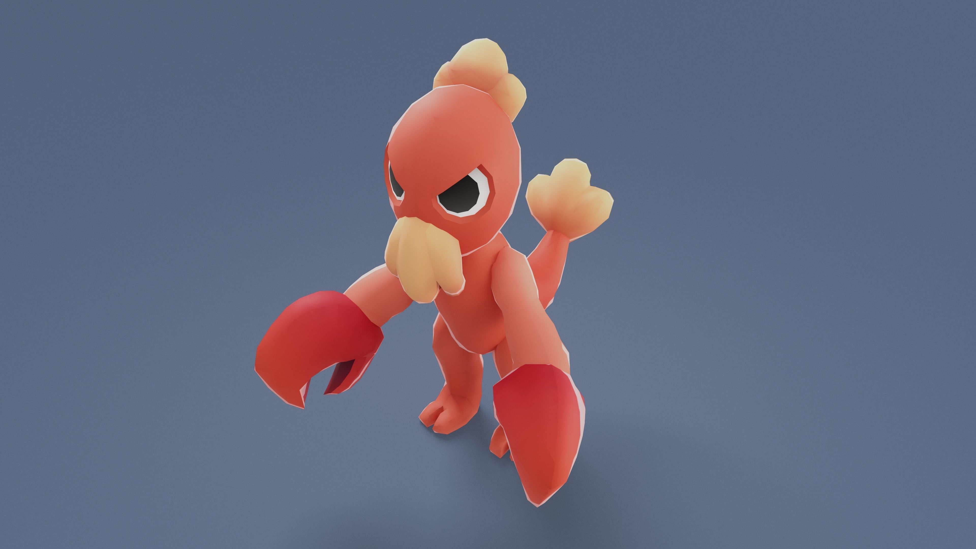 Cartoon Characters - Medium Lobster Warrior Low-poly 3D model_2