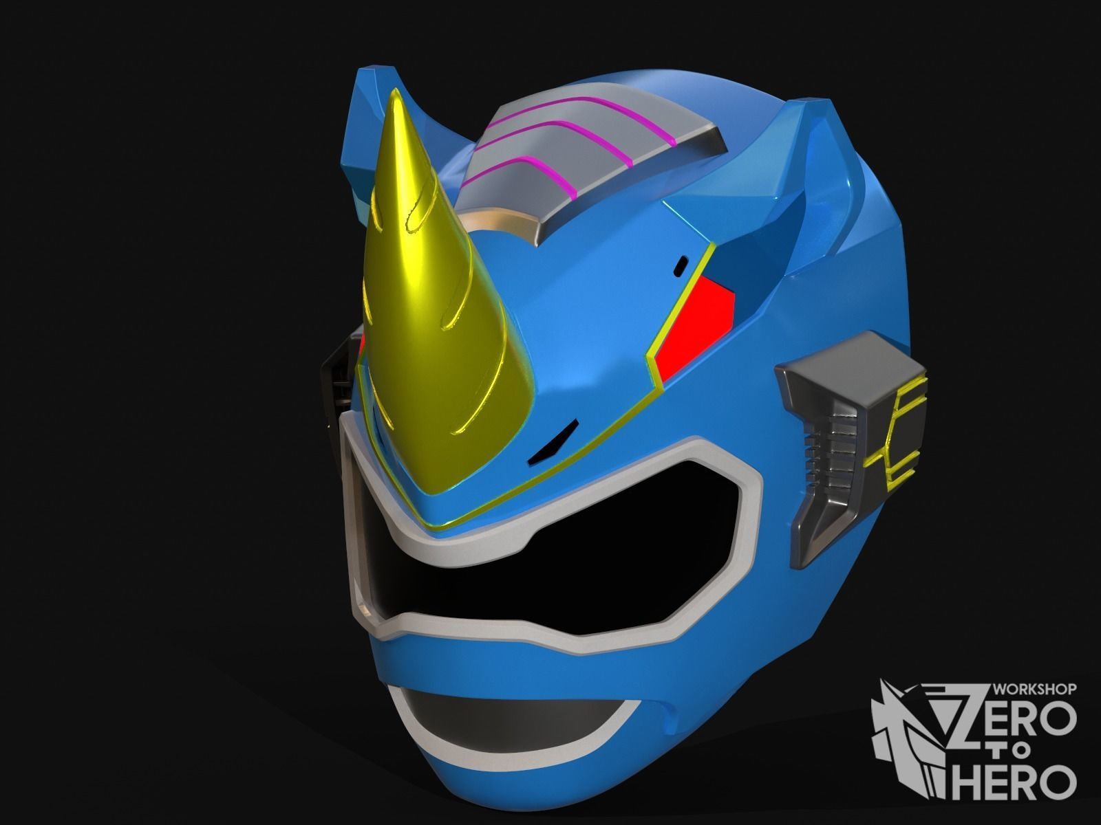 Power Ranger Wild Force Rhino Helmet 3D print model_1