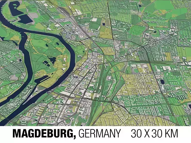 Magdeburg Germany 30x30km City Map