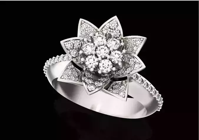 Vintage Ring Flower  lotus 618