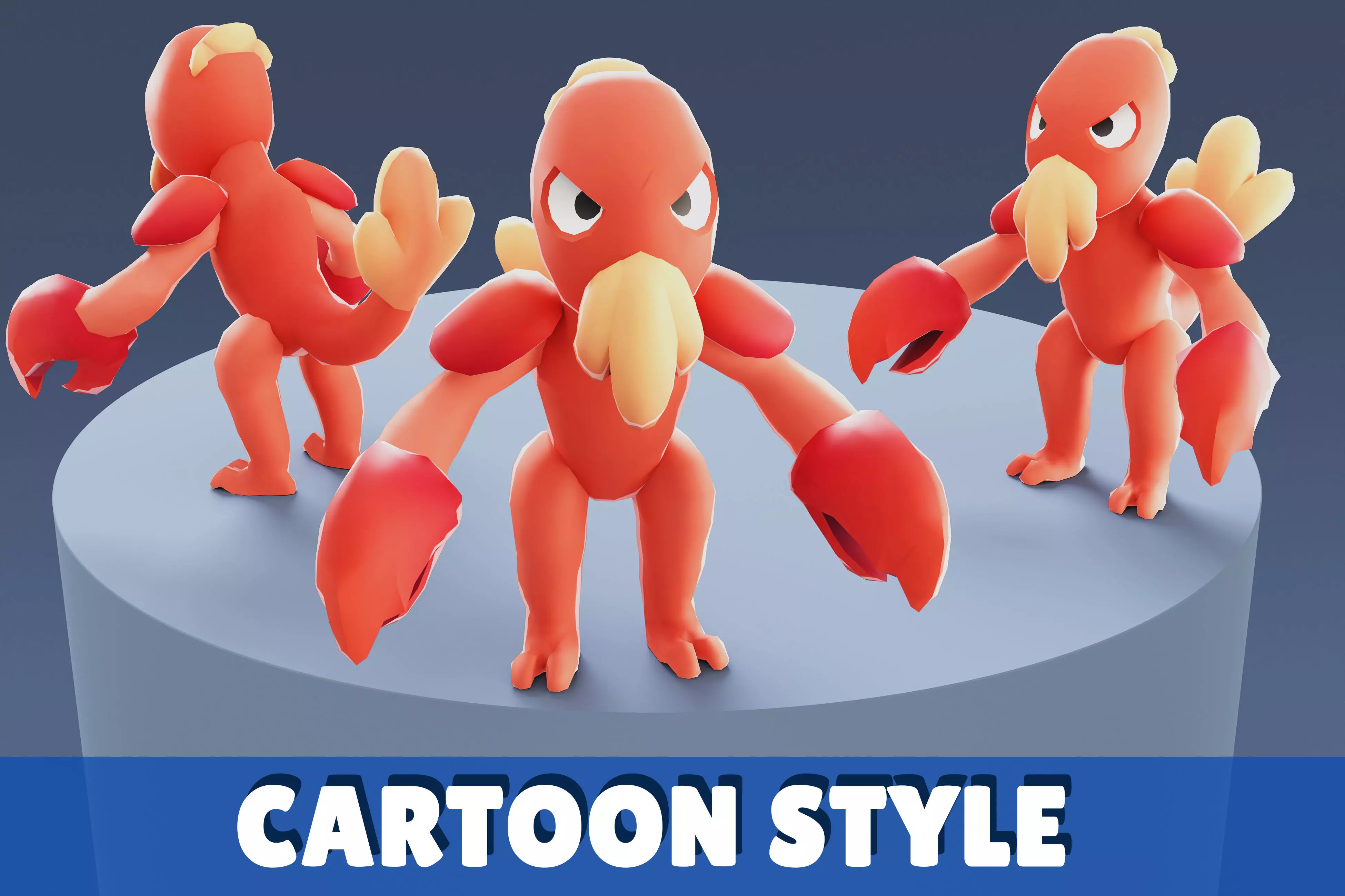 Cartoon Characters - Big Lobster Warrior Low-poly 3D model_0