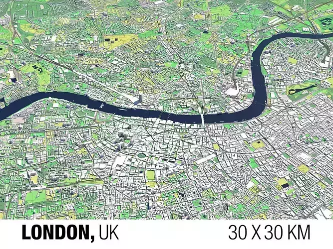 London 30x30km 3D City Map 3D model