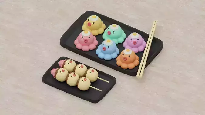 Minimal Cartoon Takoyaki Set