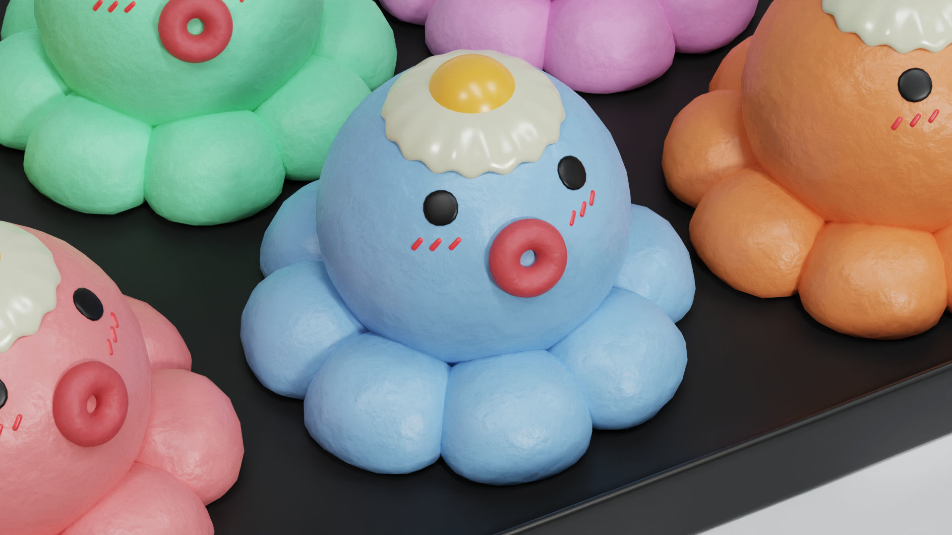 Minimal Cartoon Takoyaki Set 3D model_12