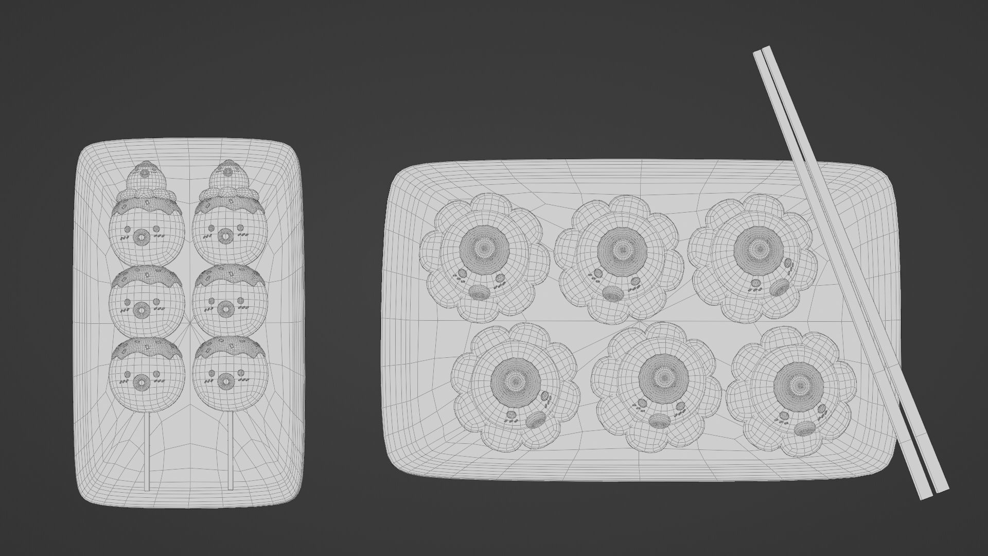 Minimal Cartoon Takoyaki Set 3D model_14