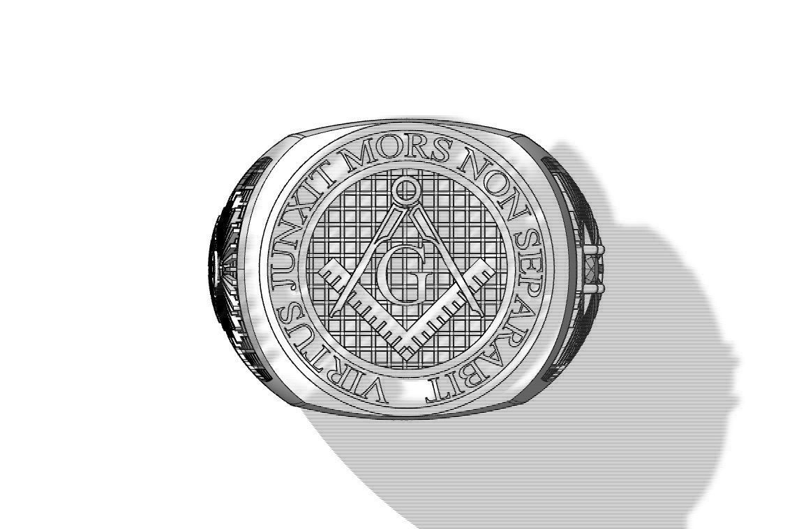 Masonic signet ring with gem 3D print model_5