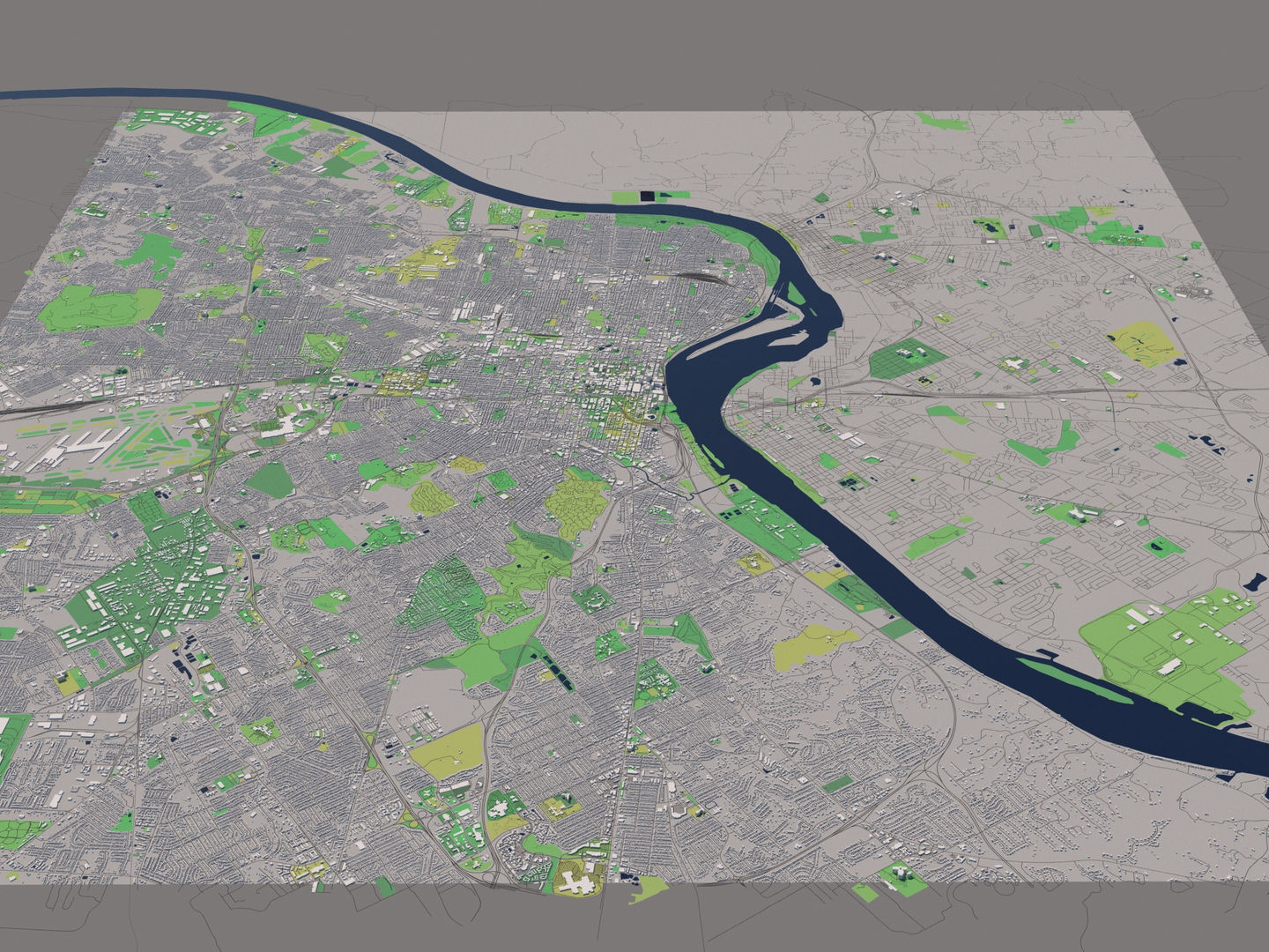 Louisville Kentucky USA 30x30km 3D City Map 3D model_10