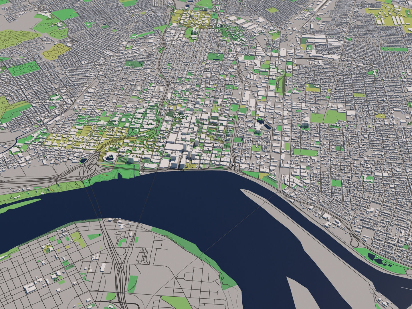 Louisville Kentucky USA 30x30km 3D City Map 3D model_2