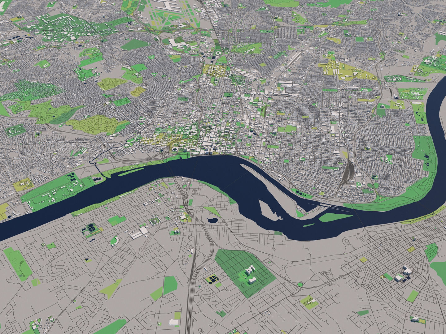 Louisville Kentucky USA 30x30km 3D City Map 3D model_3