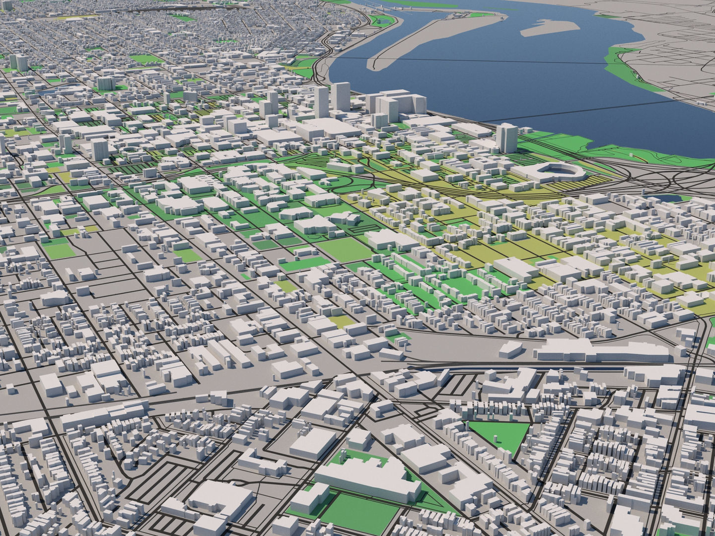 Louisville Kentucky USA 30x30km 3D City Map 3D model_6