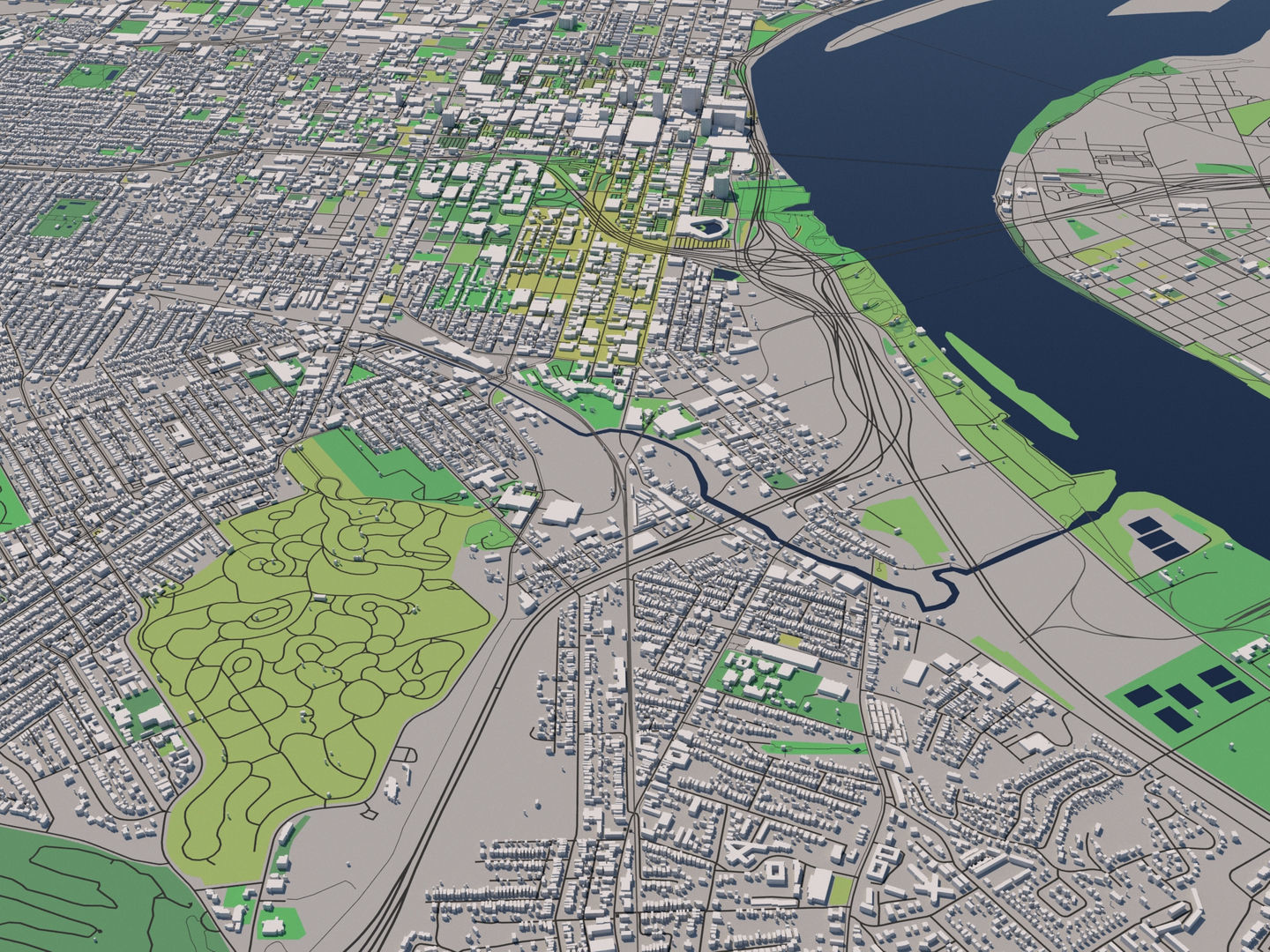 Louisville Kentucky USA 30x30km 3D City Map 3D model_4