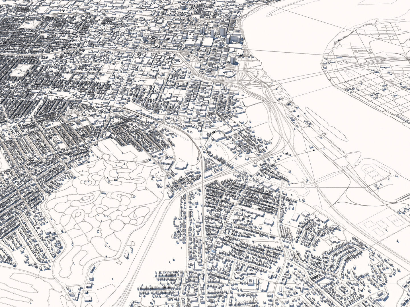 Louisville Kentucky USA 30x30km 3D City Map 3D model_16
