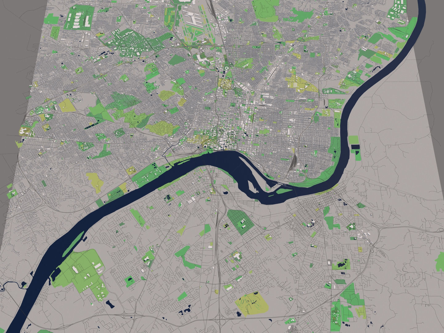 Louisville Kentucky USA 30x30km 3D City Map 3D model_9