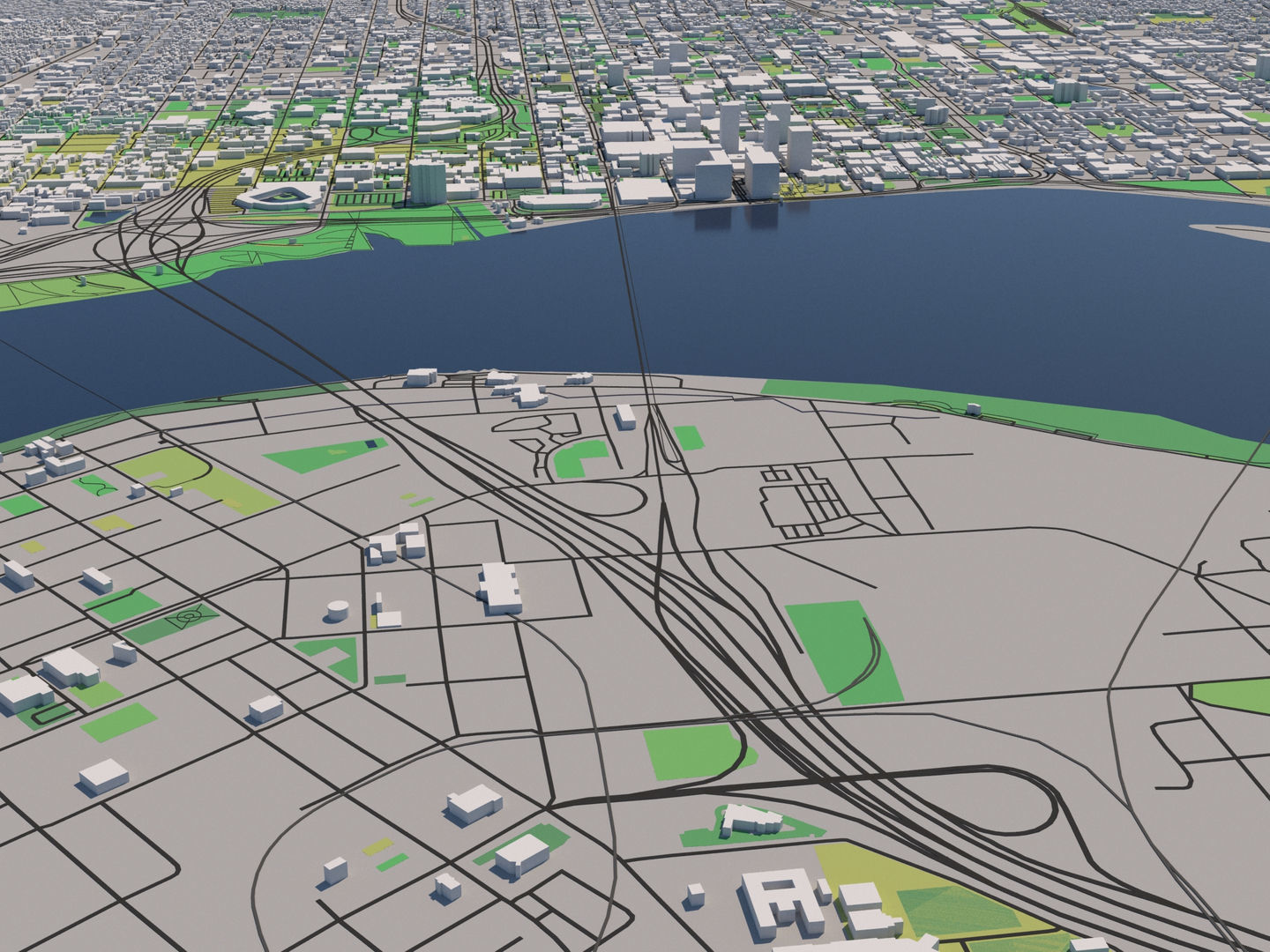 Louisville Kentucky USA 30x30km 3D City Map 3D model_7