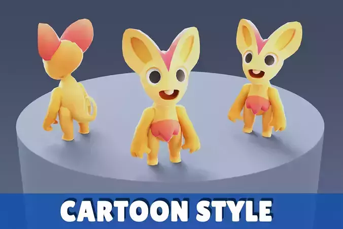 Cartoon Characters - Small Lynx Warrior Low-poly 3D model