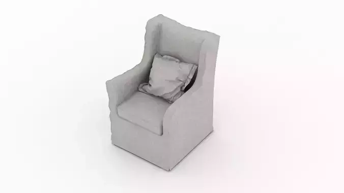 Grey Fabric Armchair 3D model