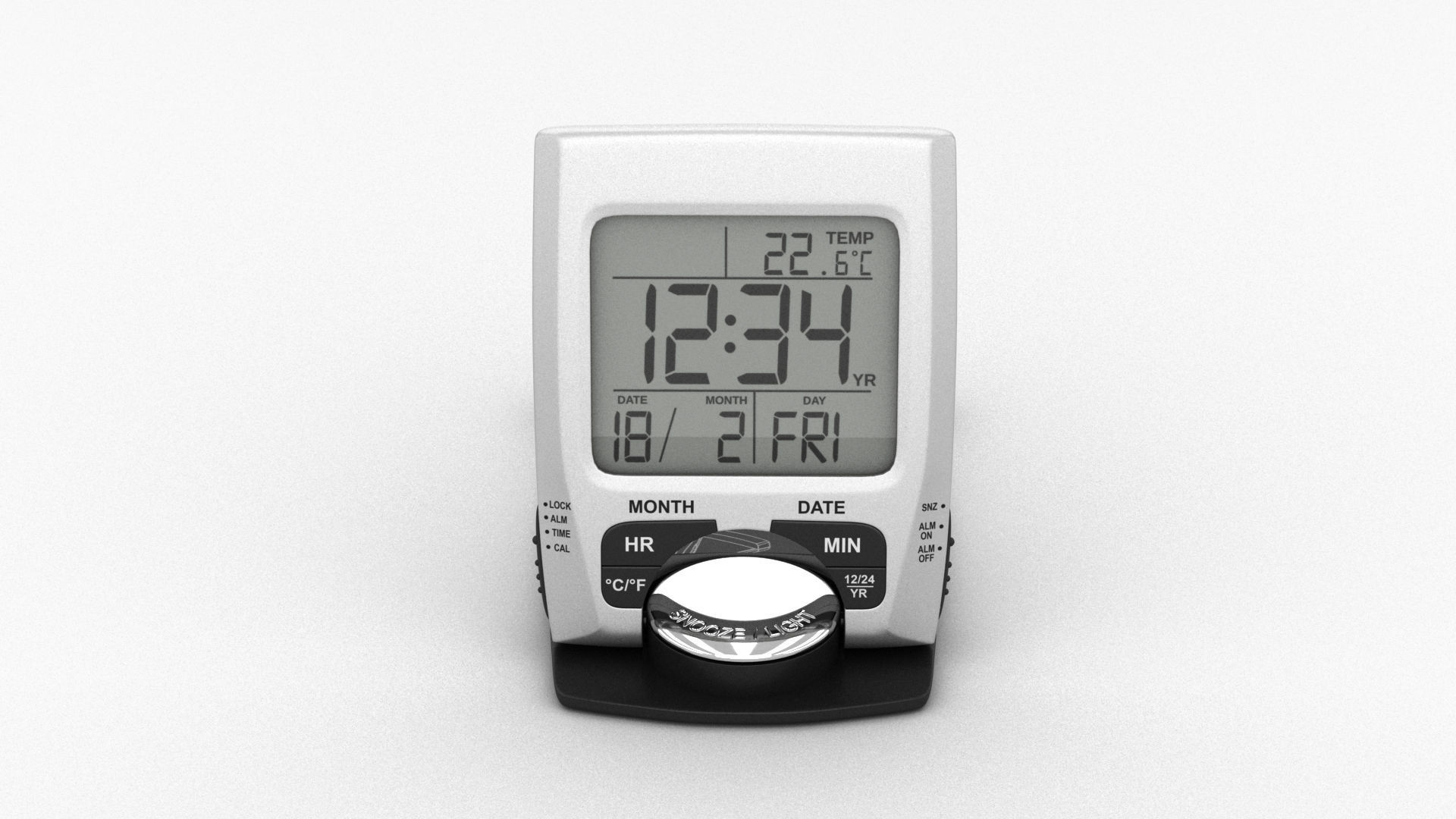 Portable Digital Alarm Clock Radio 3D model_1