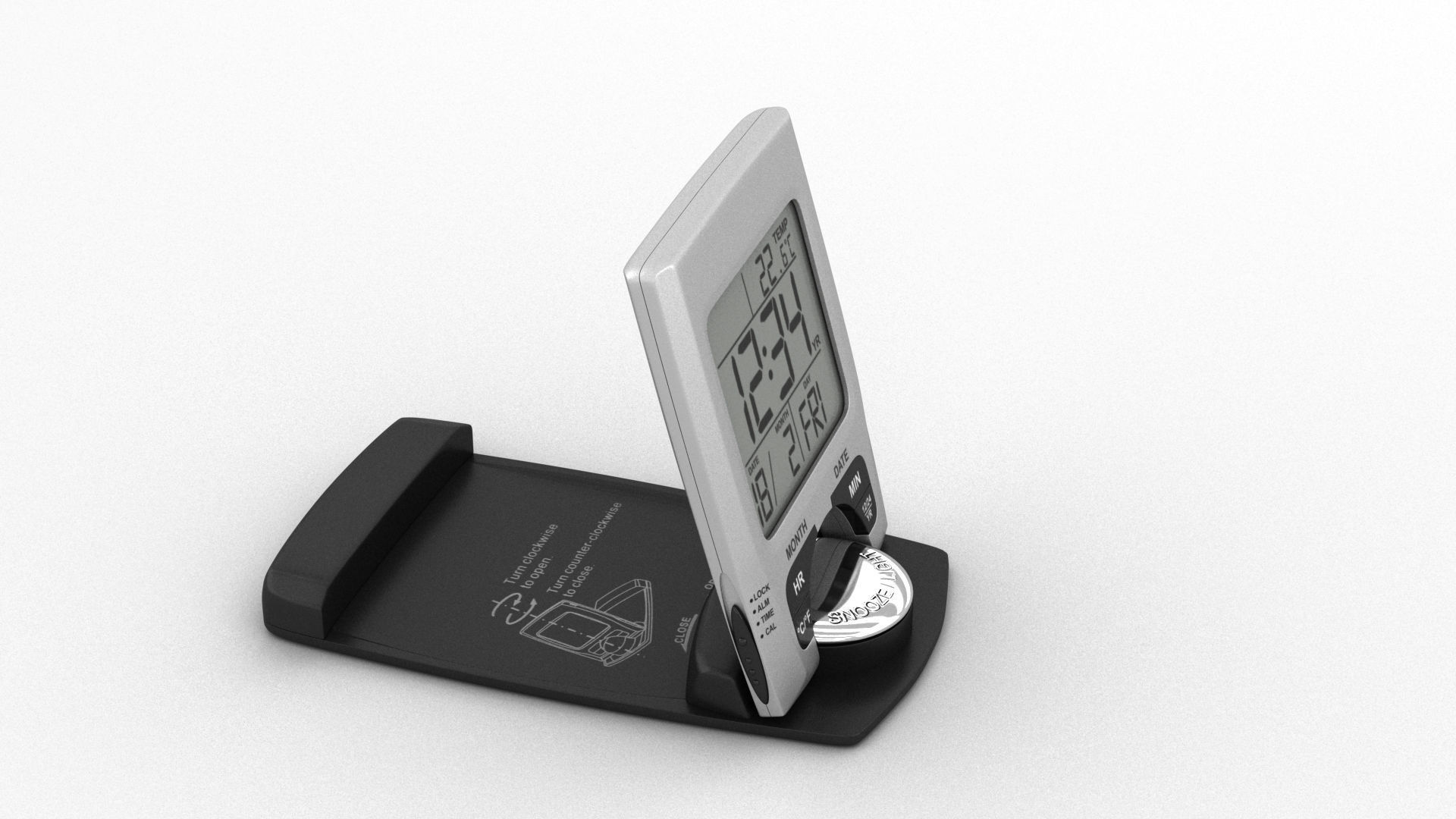 Portable Digital Alarm Clock Radio 3D model_2