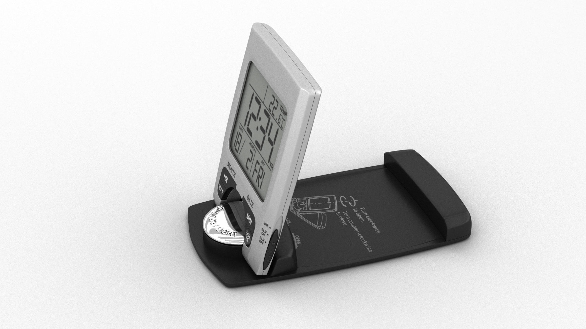 Portable Digital Alarm Clock Radio 3D model_5