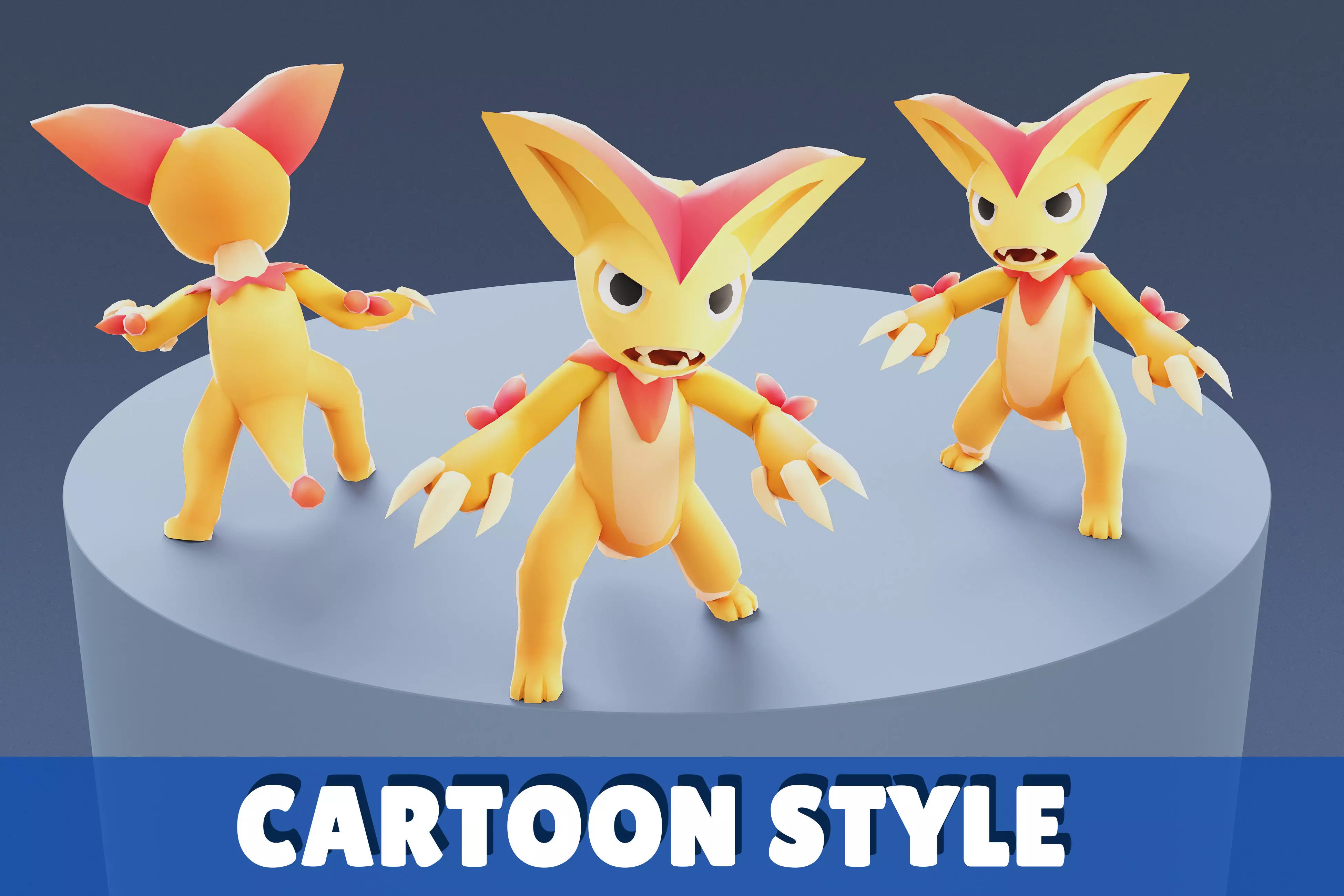 Cartoon Characters - Medium Lynx Warrior Low-poly 3D model_0