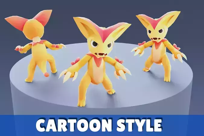 Cartoon Characters - Medium Lynx Warrior Low-poly 3D model