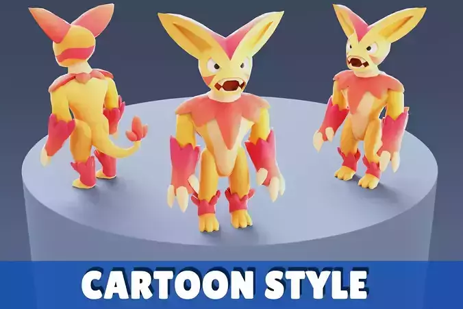 Cartoon Characters - Big Lynx Warrior Low-poly 3D model