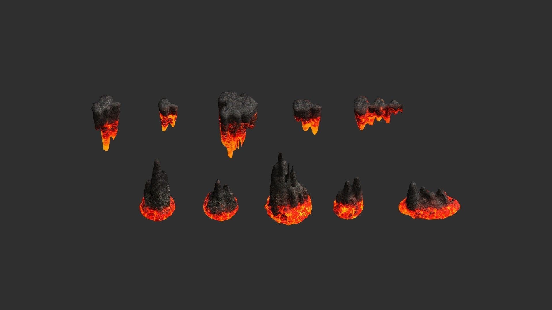 Cave Rock pack 1 - Lava Low-poly 3D model_2