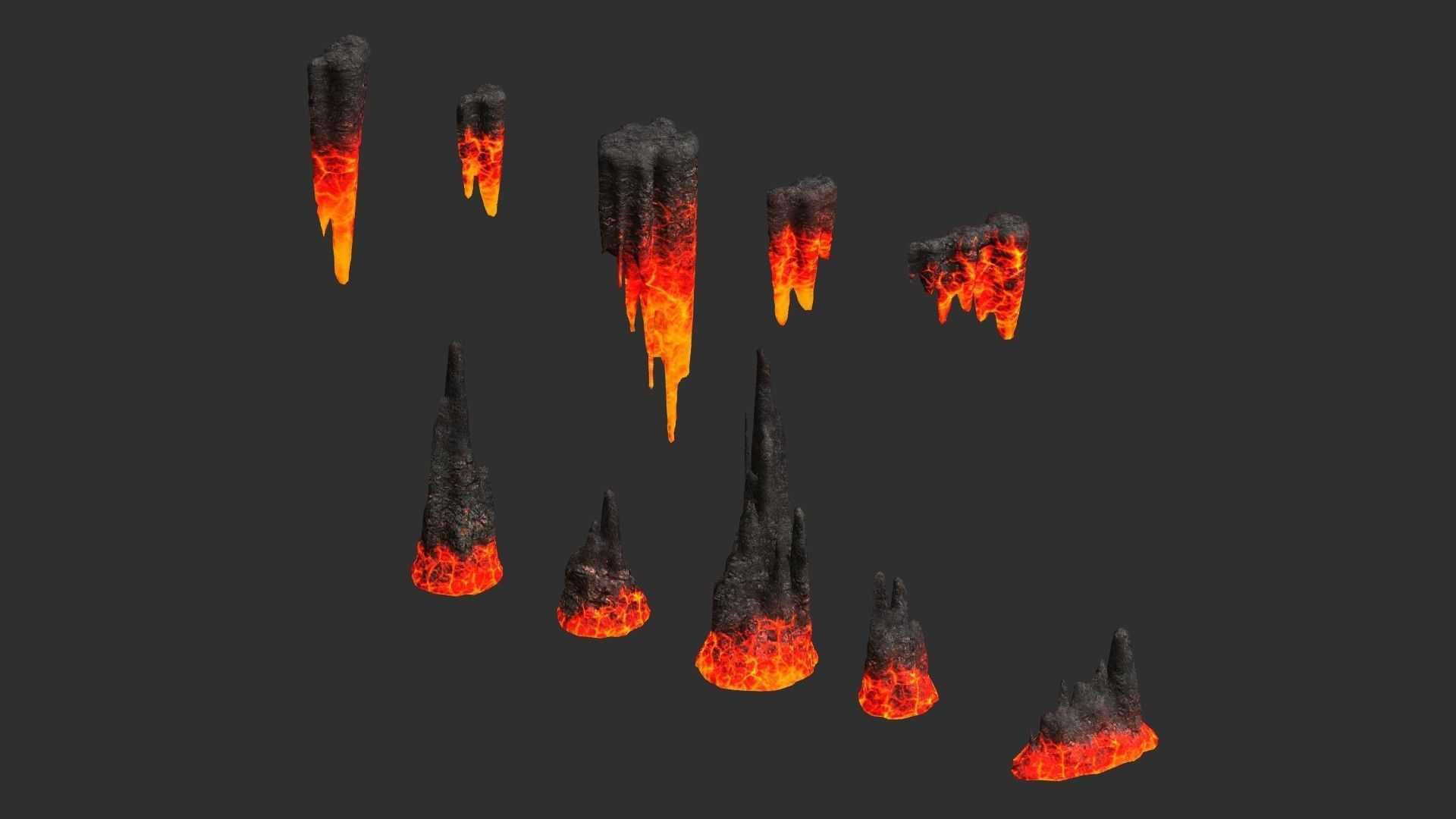 Cave Rock pack 1 - Lava Low-poly 3D model_17