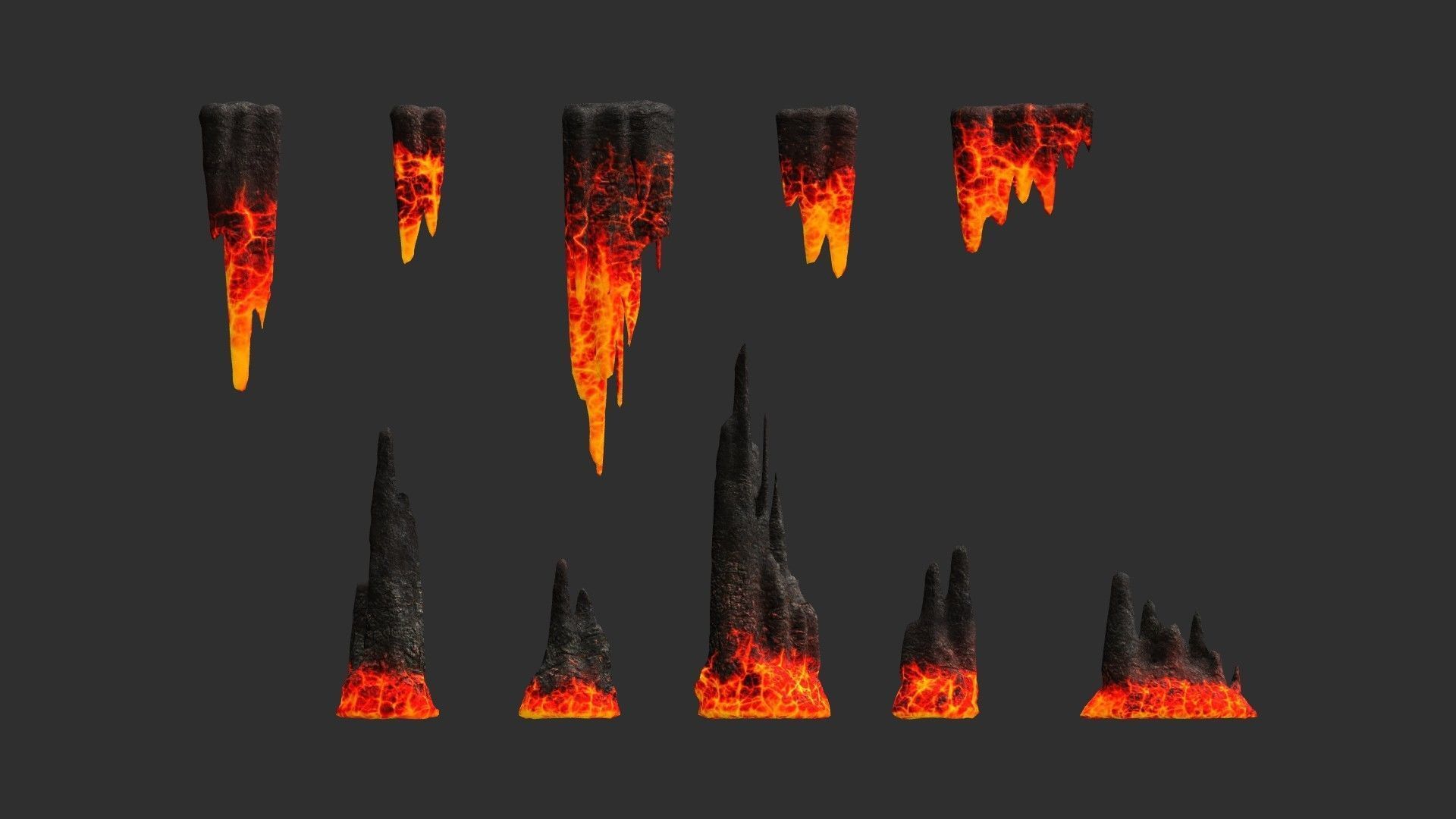 Cave Rock pack 1 - Lava Low-poly 3D model_15