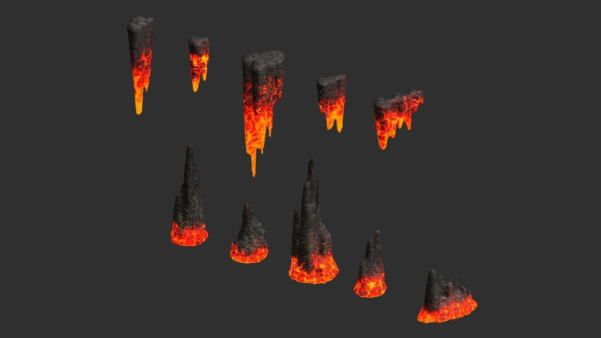 Cave Rock pack 1 - Lava Low-poly 3D model_16
