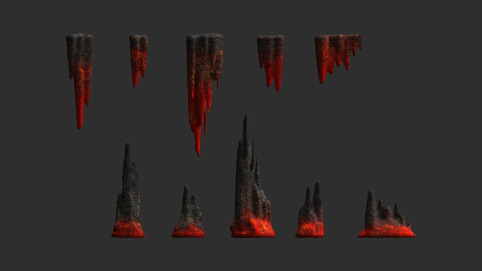 Cave Rock pack 1 - Lava Low-poly 3D model_14