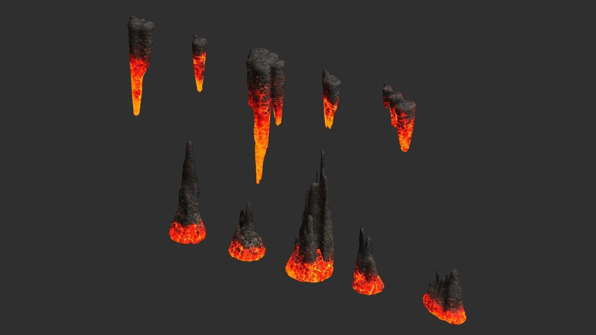 Cave Rock pack 1 - Lava Low-poly 3D model_19
