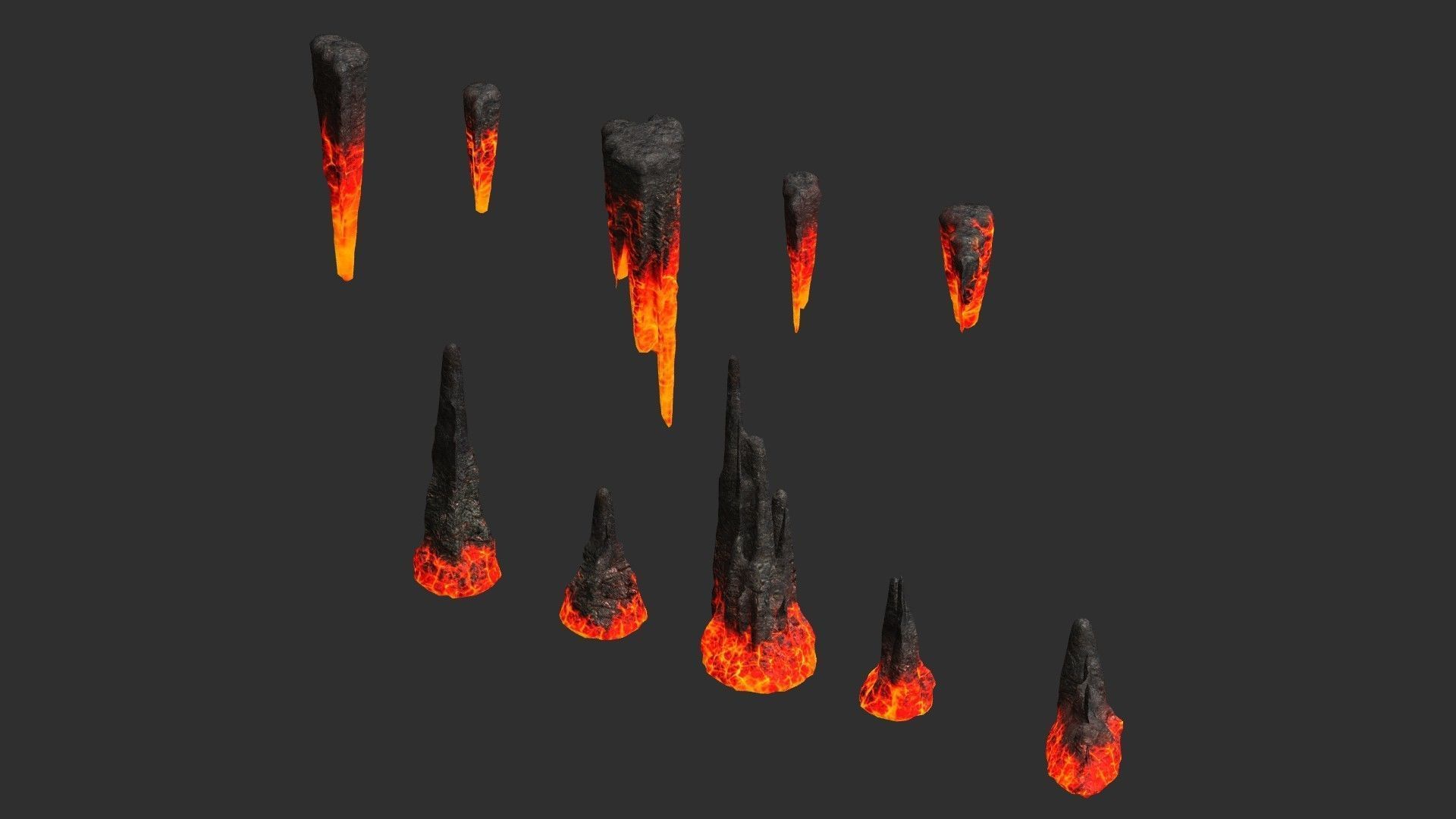 Cave Rock pack 1 - Lava Low-poly 3D model_18