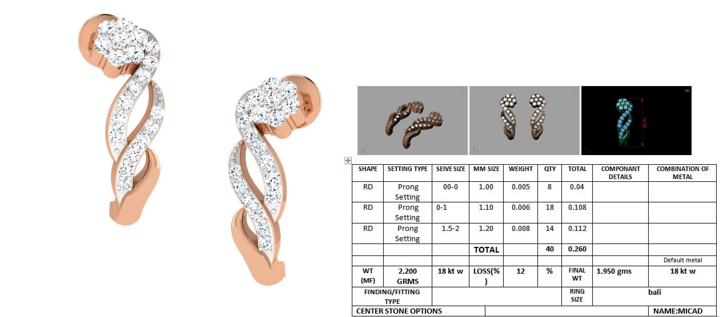 Women earrings 3dm stl renders detail 3D print model_2