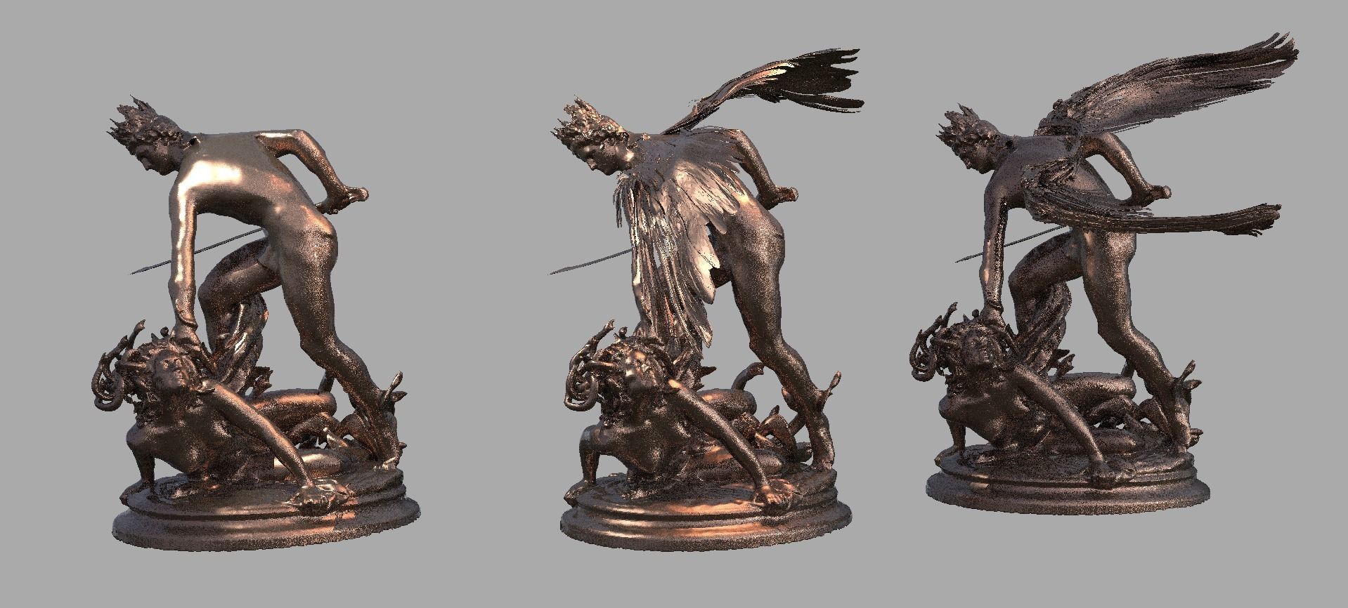 Perseus Statue Action 3 versions 3D model_1