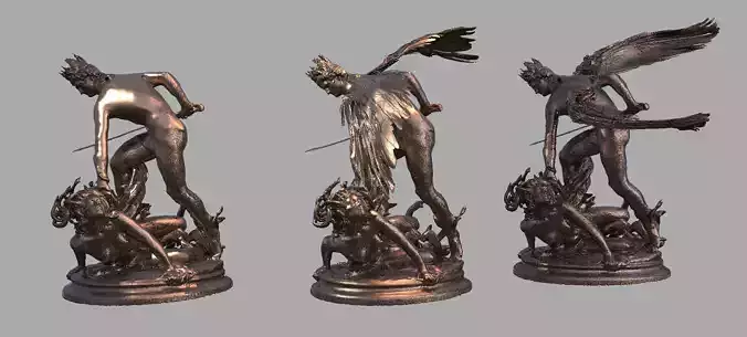 Perseus Statue Action 3 versions 3D model