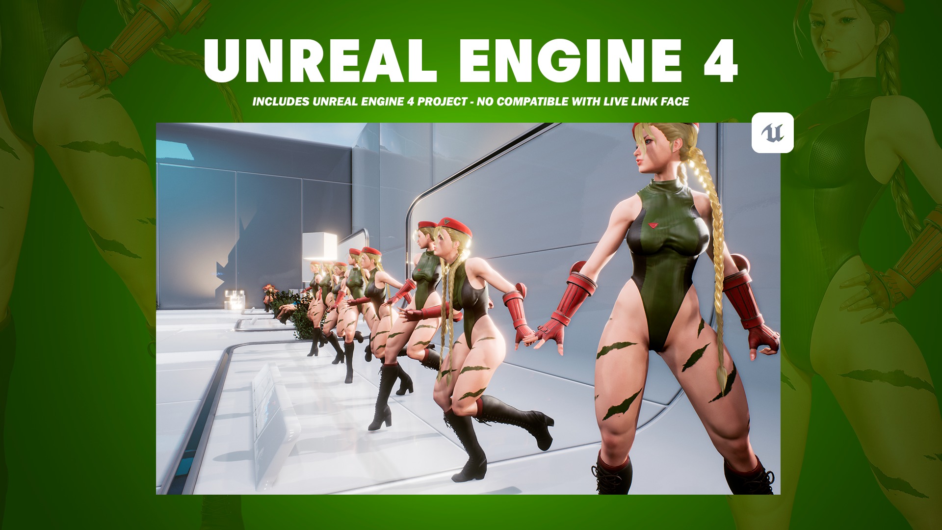 Cammy White - Game Ready 3D model - UE4 Low-poly 3D model_12